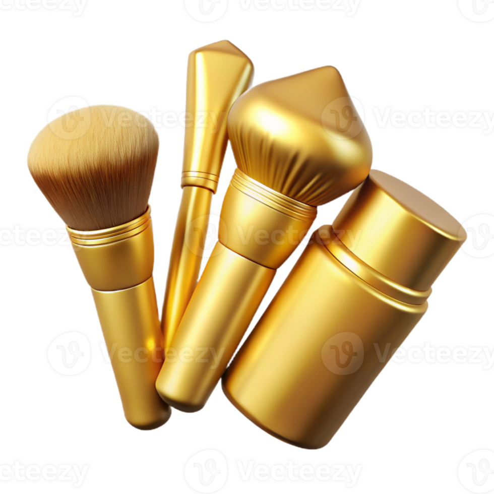extraordinary creative Gold Makeup Brush Set Top View Transparent genuine png