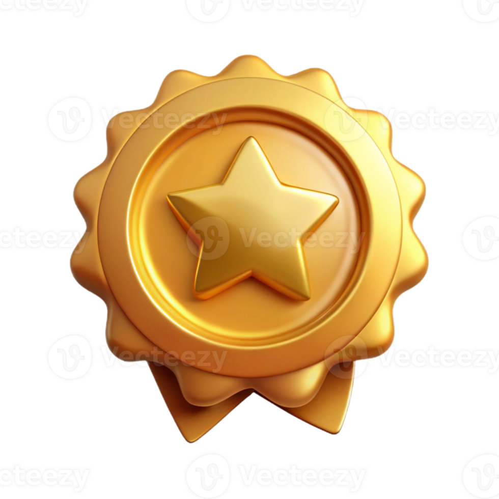 serene creative Gold Medallion Award Recognition Transparent Background premium png