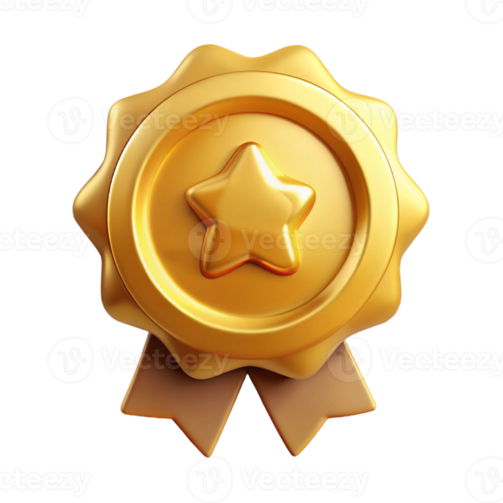 elegant artistic Gold Medallion Award Recognition Transparent Background premium png