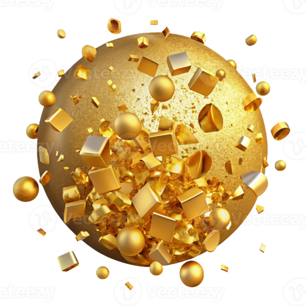 beautiful modern Gold Glitter Confetti Isolated on Transparent Background genuine png