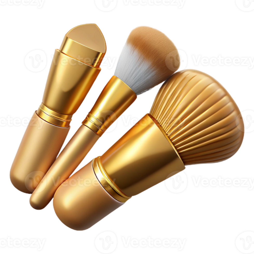 wonderful minimalist Gold Makeup Brush Set Top View Transparent 4K png