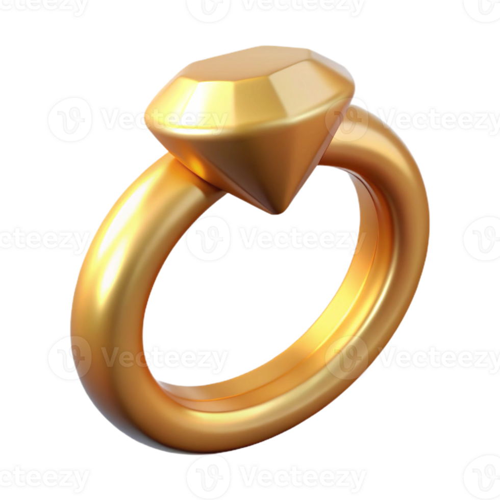 magnificent creative Gold Ring with Diamond Inlay Isolated Cutout high quality png