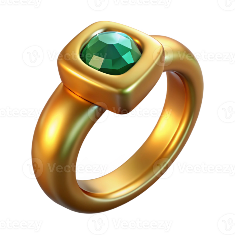 beautiful vintage Gold Ring Emerald Detail Cutout Element high resolution png