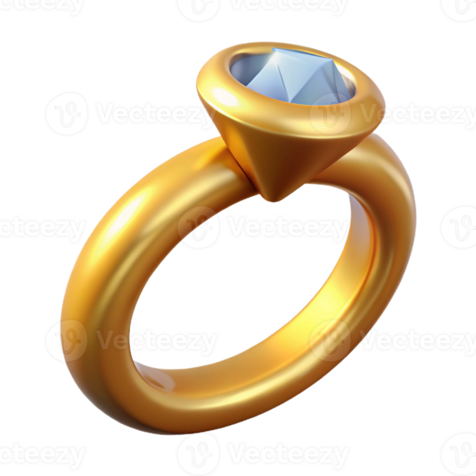 extraordinary artistic Gold Ring with Diamond Inlay Isolated Cutout exclusive png