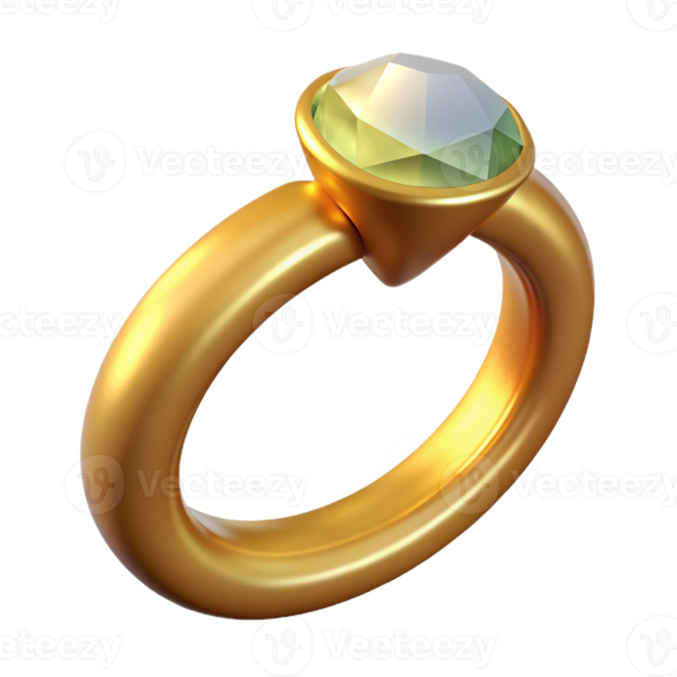 extraordinary artistic Gold Ring with Diamond Inlay Isolated Cutout detailed png