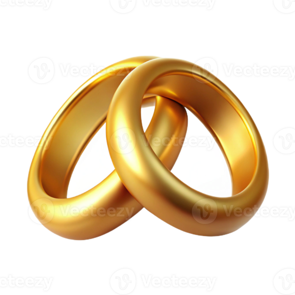 magnificent minimalist Gold Wedding Rings Isolated with Realistic Shadows high resolution png