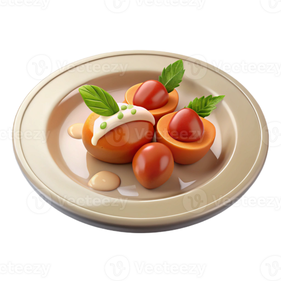 vibrant contemporary Gourmet Appetizer Plated View Isolated genuine png
