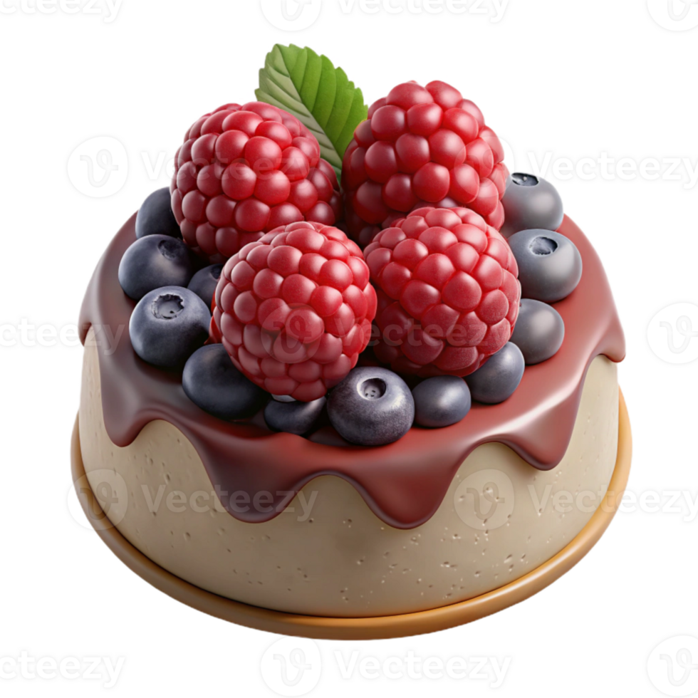 beautiful artistic Gourmet Dessert with Berries Isolated on Transparent Background original png