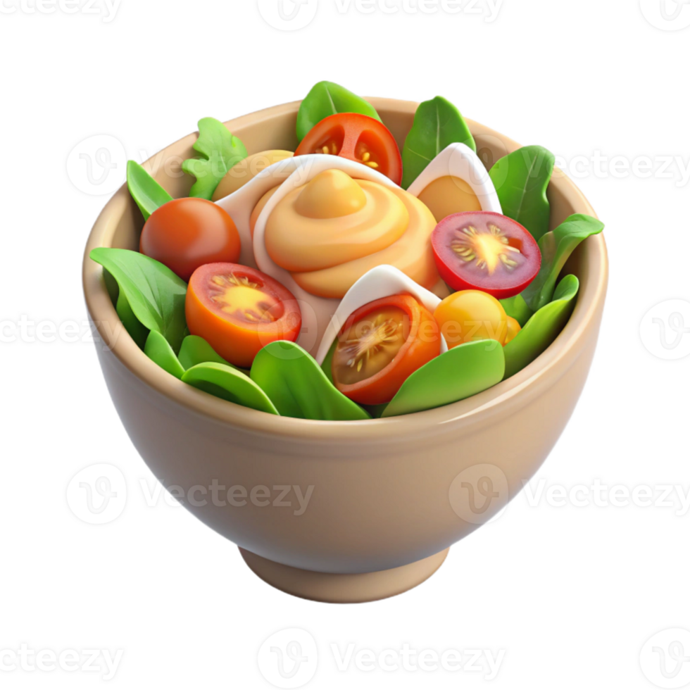 elegant minimalist Gourmet Salad with Dressing Isolated on Transparent Background high resolution png