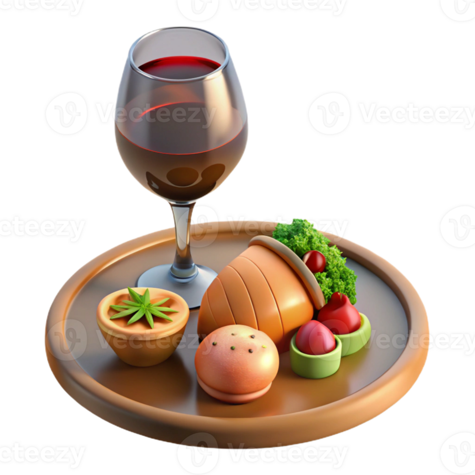 extraordinary modern Gourmet Meal with Wine Glass Isolated on Transparent Background genuine png