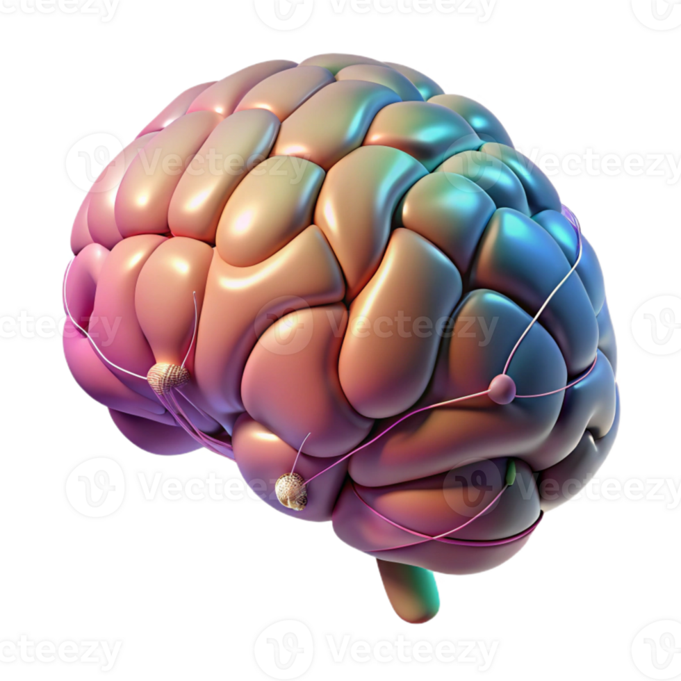 vibrant artistic Gradient Ai Brain with Neural Pathways Cutout high quality png