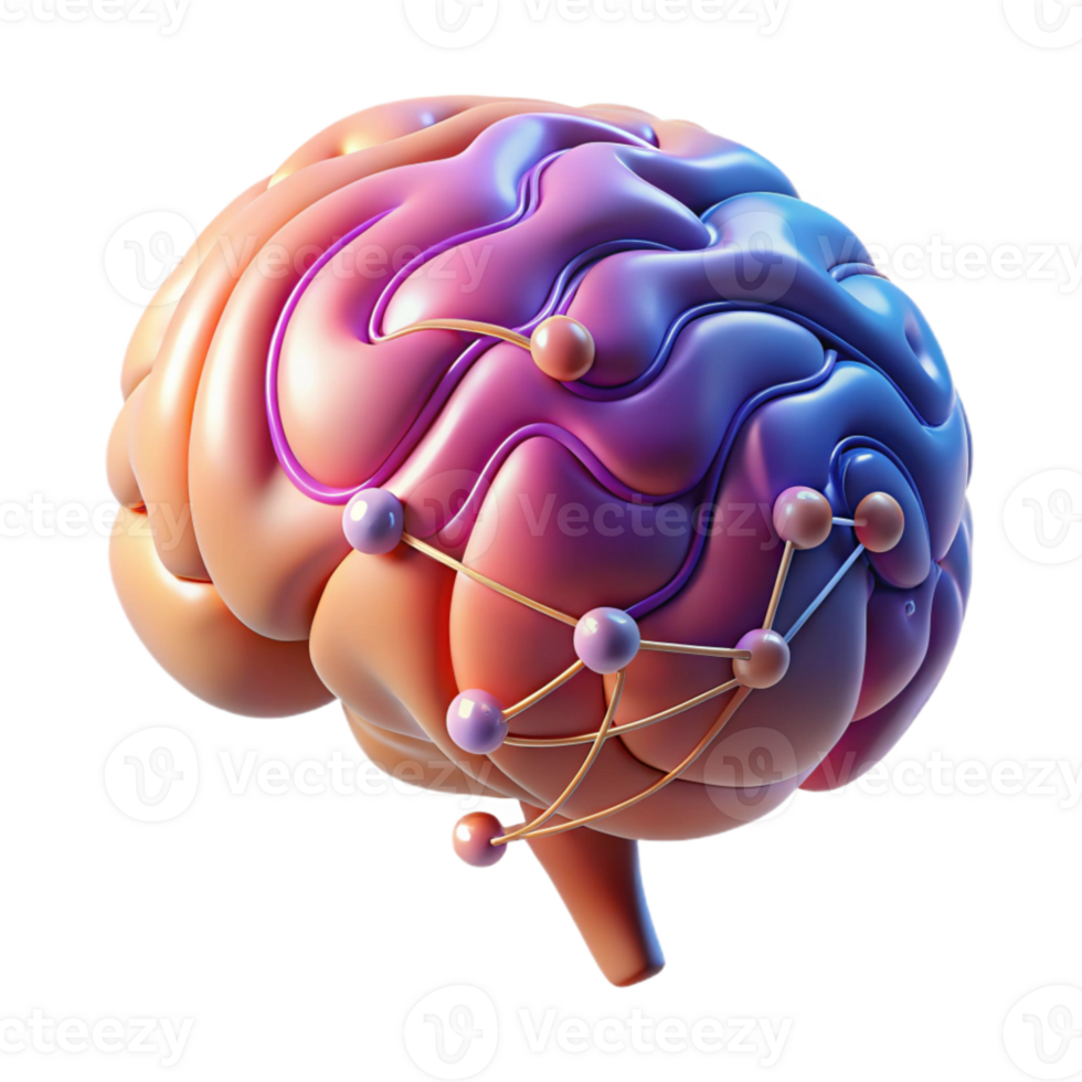 beautiful rustic Gradient Ai Brain with Neural Pathways Cutout exclusive png