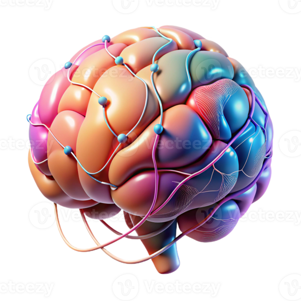 extraordinary traditional Gradient Ai Brain with Neural Pathways Cutout high resolution png