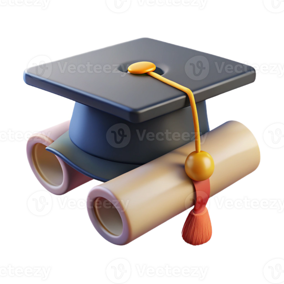 serene artistic Graduation Cap and Diploma Transparent Background high quality png