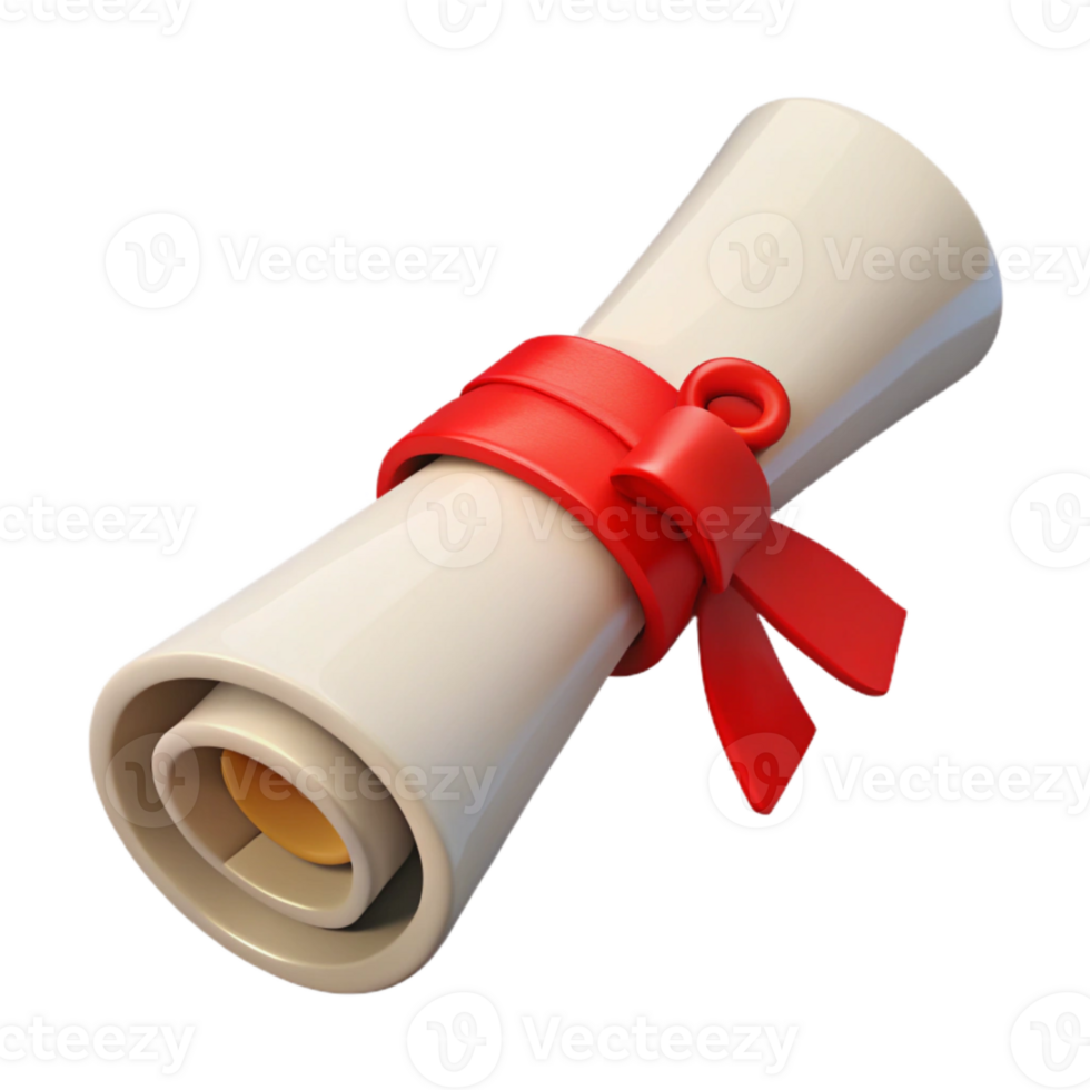 dramatic abstract Graduation Scroll with Red Ribbon Transparent Background professional png