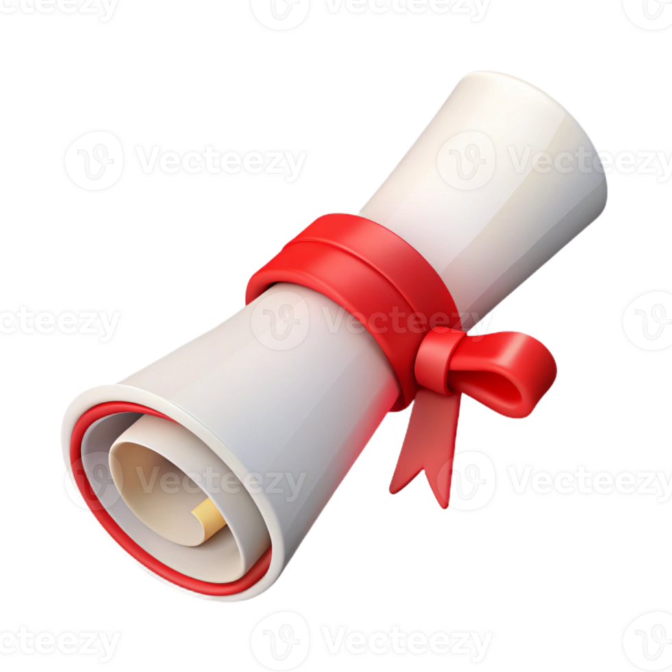 vibrant traditional Graduation Scroll with Red Ribbon Transparent Background genuine png