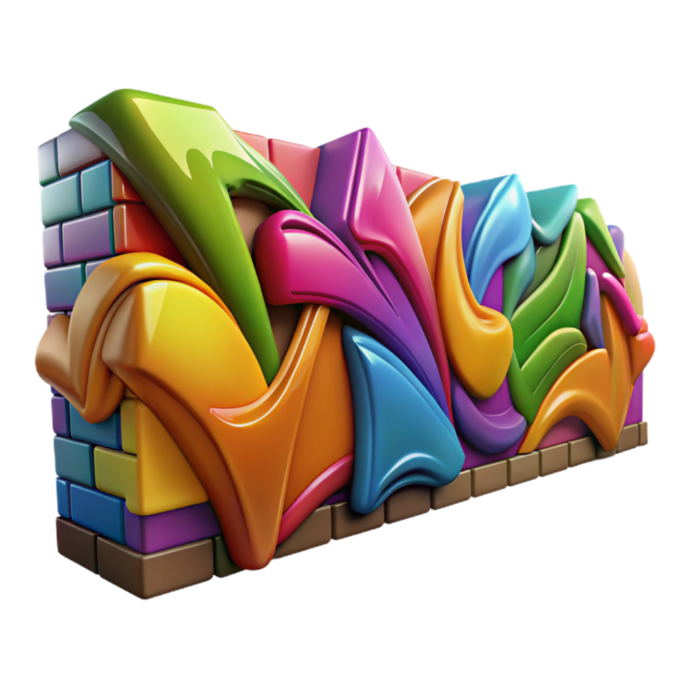 stunning minimalist Graffiti Wall Colorful Design Isolated detailed png