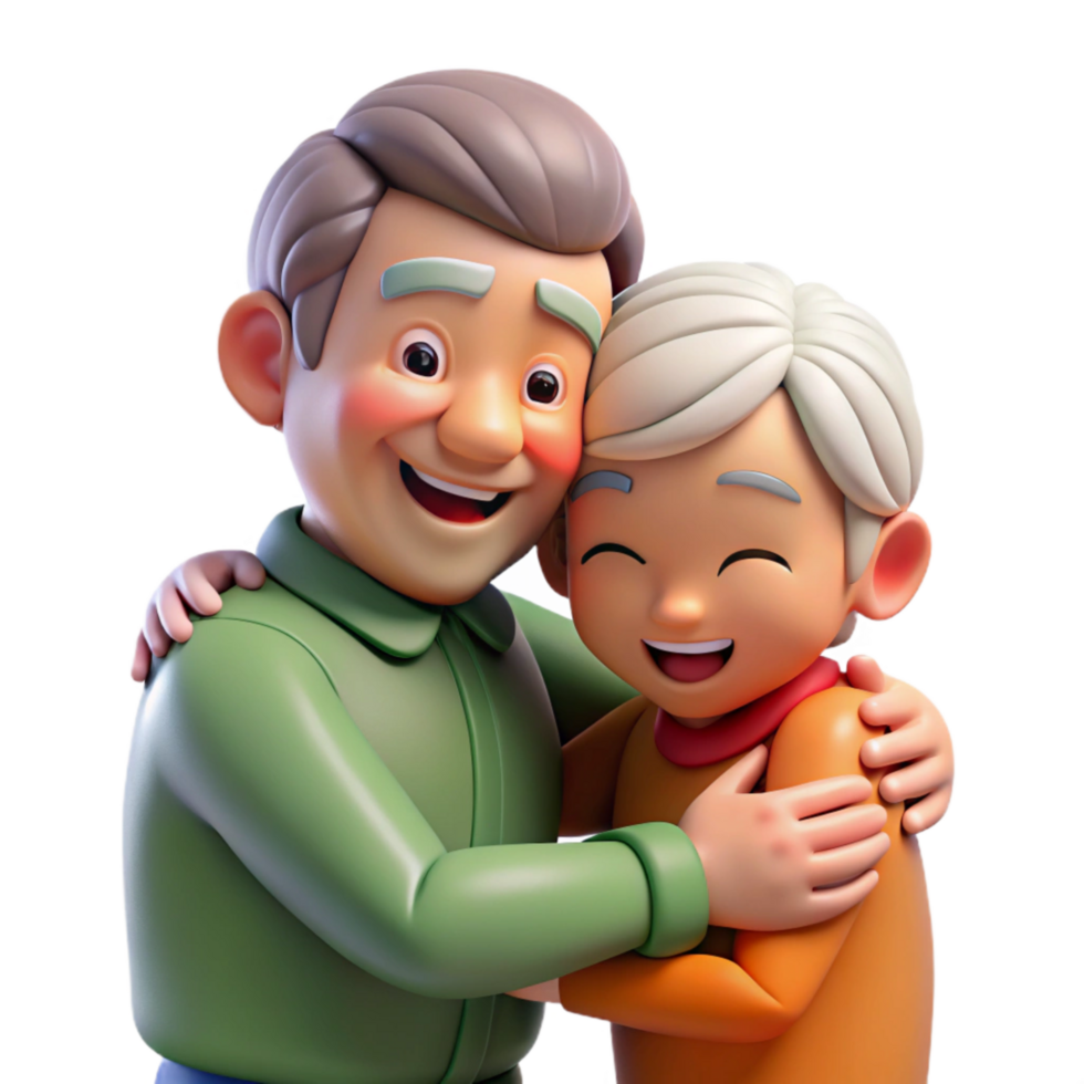 extraordinary minimalist Grandparents Hugging Grandchildren Transparent Background genuine png