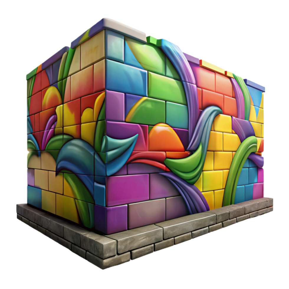 extraordinary artistic Graffiti Wall Colorful Design Isolated professional png