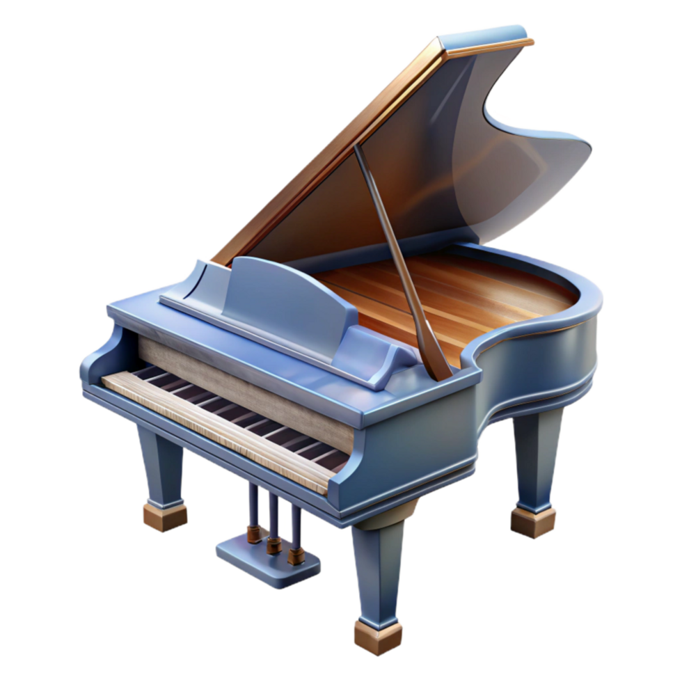 beautiful modern Grand Piano with Open Lid Transparent Background detailed png