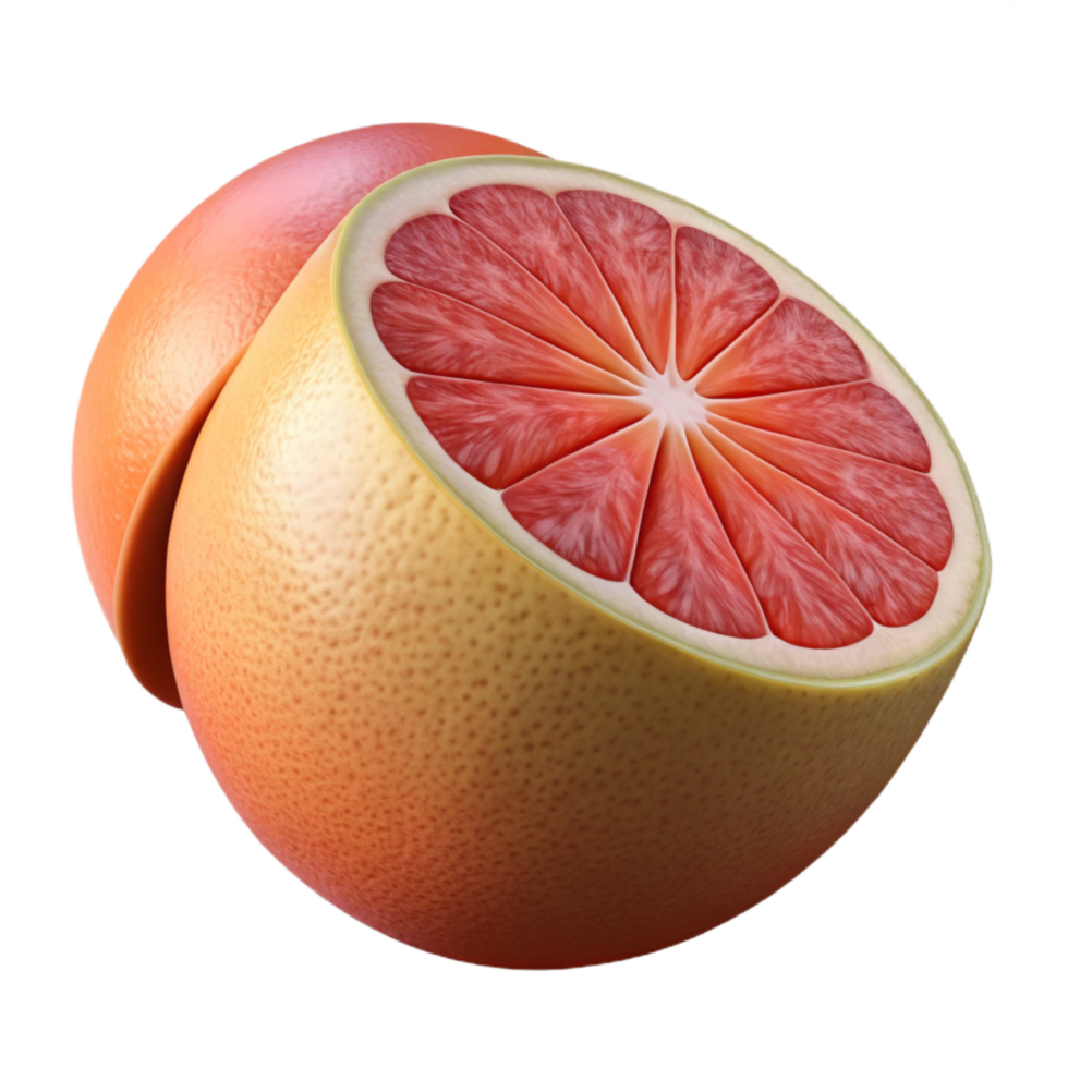 beautiful abstract Grapefruit Half Pink Inside Isolated detailed png