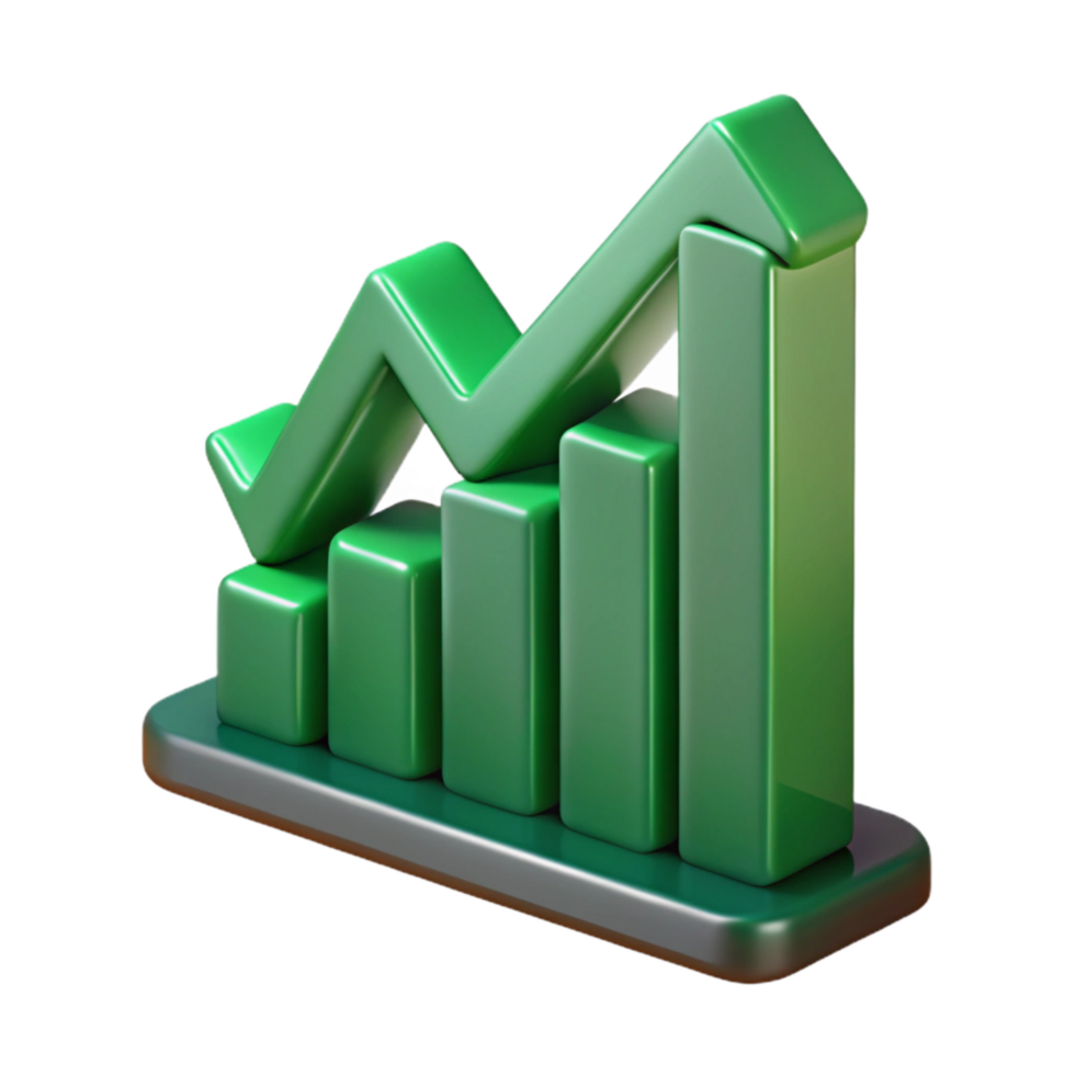 stunning modern Graph Showing Upward Trend Green Isolated on Transparent Background premium png