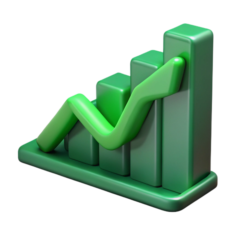 stunning artistic Graph Showing Upward Trend Green Isolated on Transparent Background original png