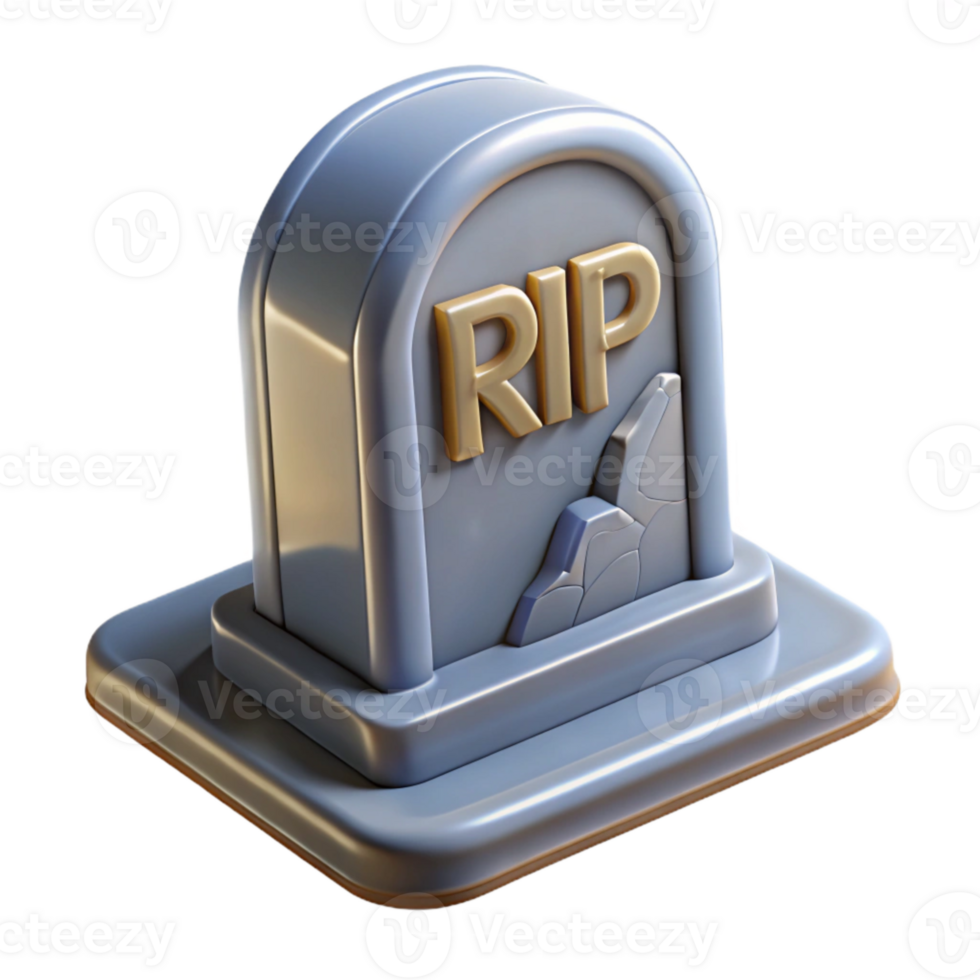 beautiful abstract Gravestone with Rip Inscription Transparent Background premium png