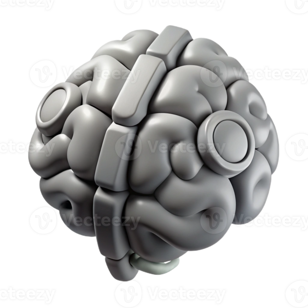 stunning modern Gray Brain Icon with Strategic Marketing Planning Cutout high resolution png