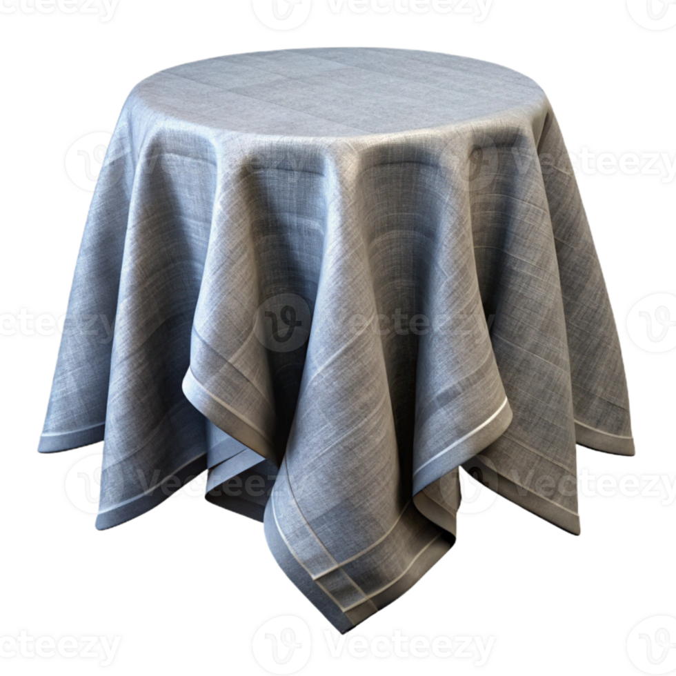 impressive traditional Gray Linen Tablecloth Folded Isolated Element detailed png