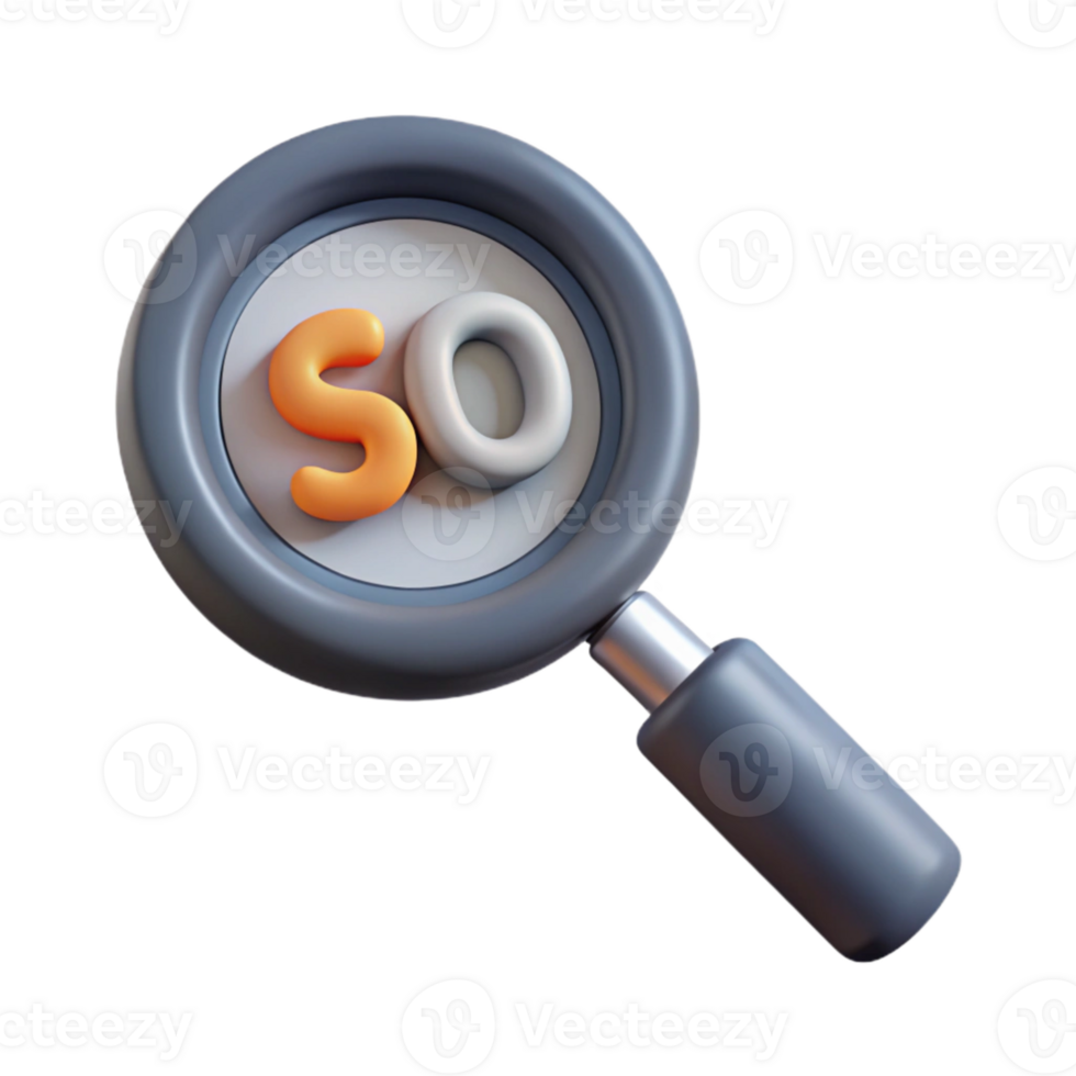 beautiful classic Gray Magnifying Glass with Seo Keyword Search Isolated original png