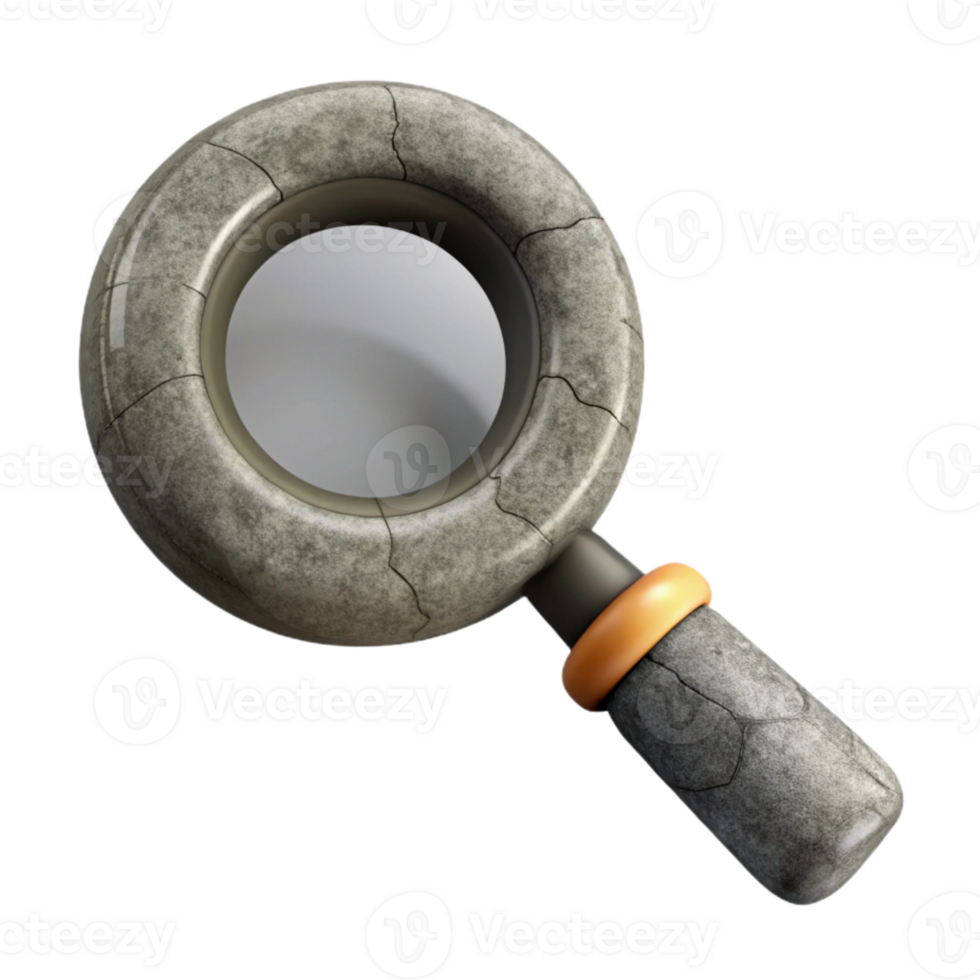 serene vintage Gray Magnifying Glass with Seo Keyword Search Isolated detailed png