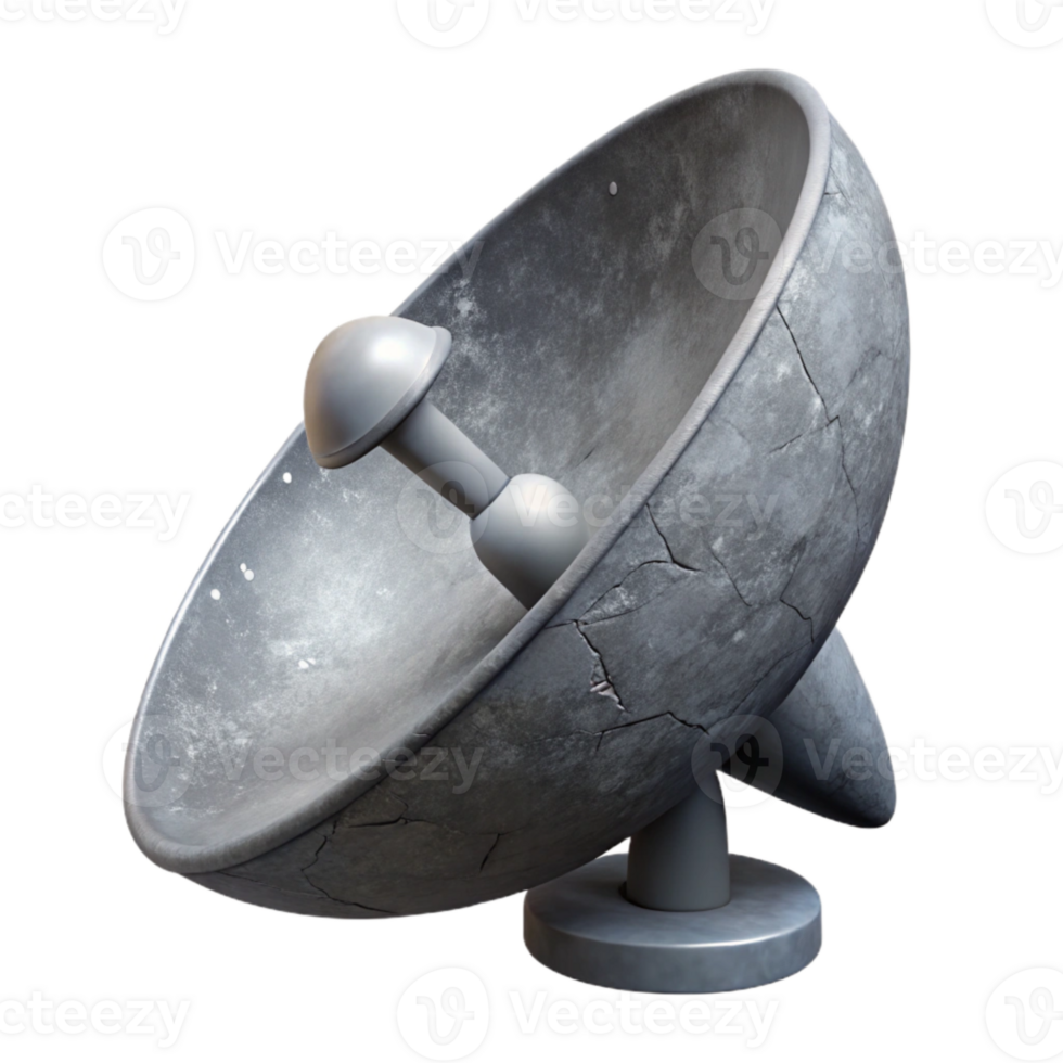 extraordinary rustic Gray Satellite Dish Pointing Upwards Element 4K png