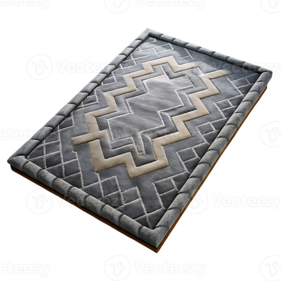serene contemporary Gray Rug with Geometric Pattern Cutout detailed png