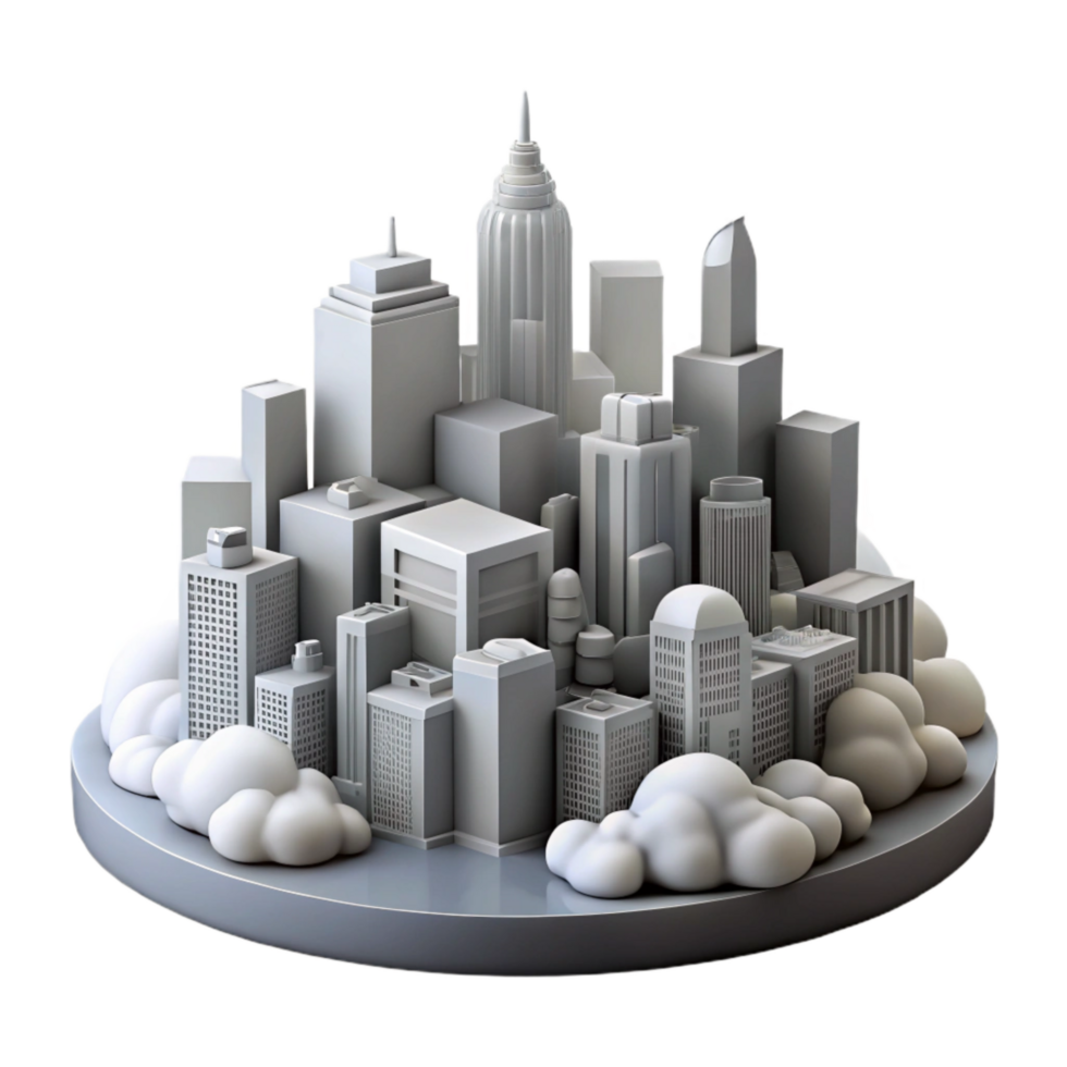 beautiful rustic Grayscale Cityscape Foggy Morning Isolated Element genuine png