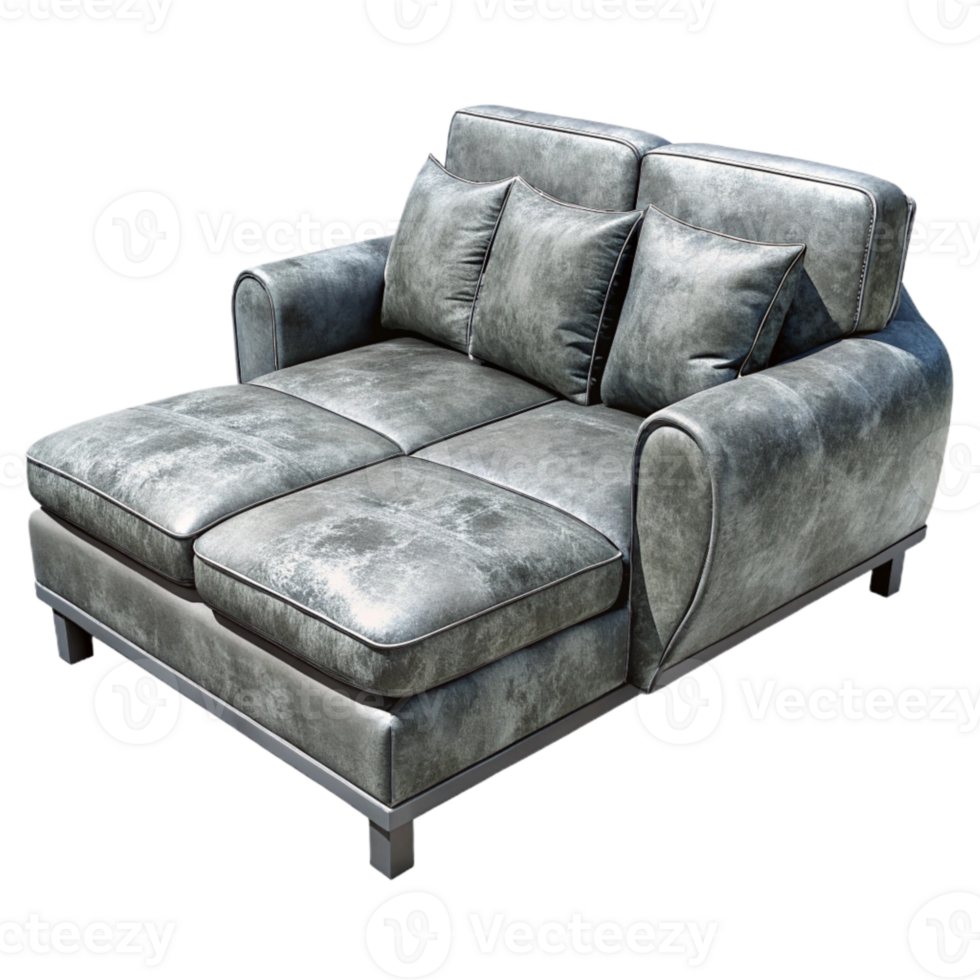 stunning classic Gray Sofa with Chaise Lounge Transparent Background professional png
