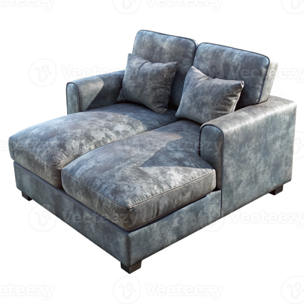 impressive rustic Gray Sofa with Chaise Lounge Transparent Background professional png