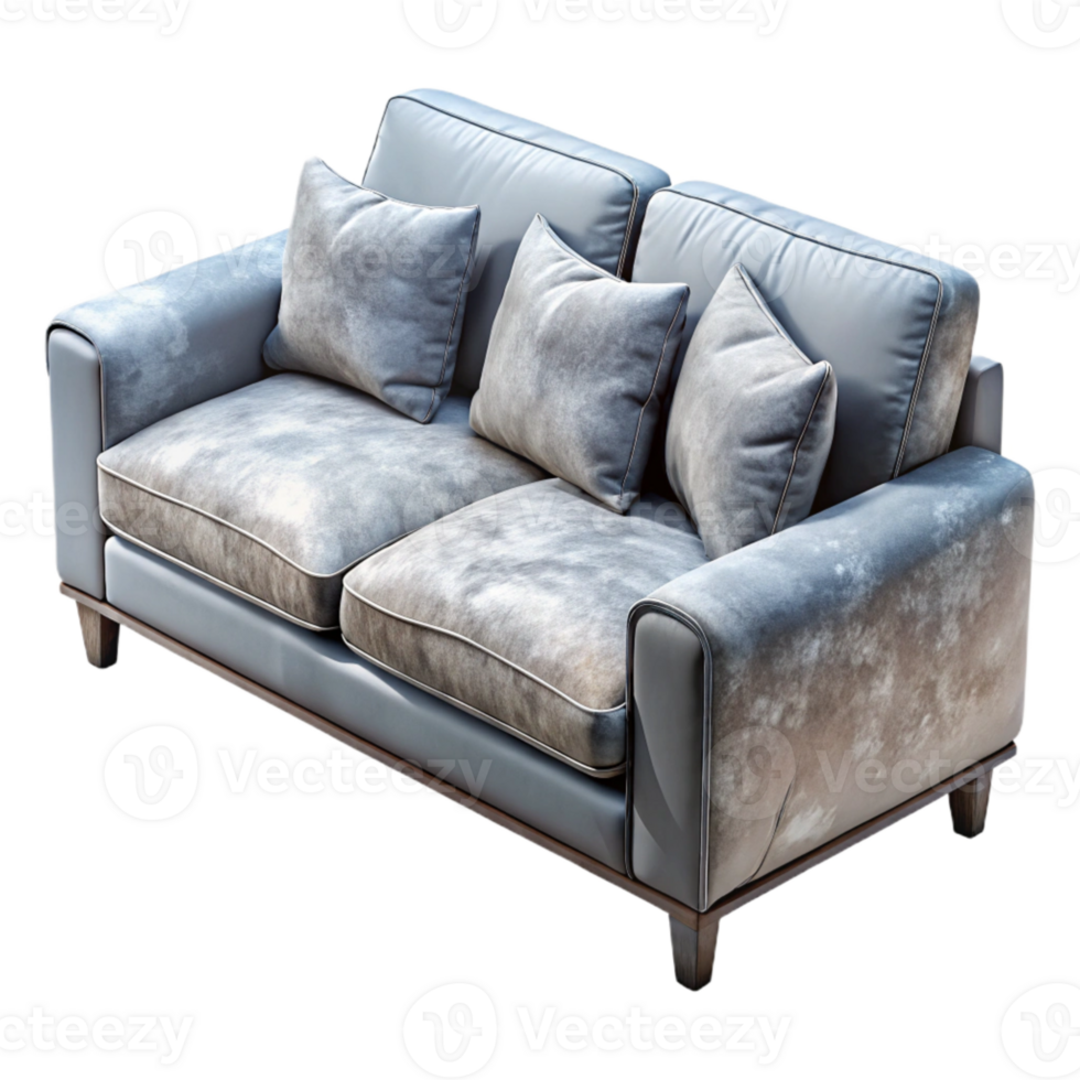 stunning creative Gray Sofa with Soft Cushions Transparent Background detailed png