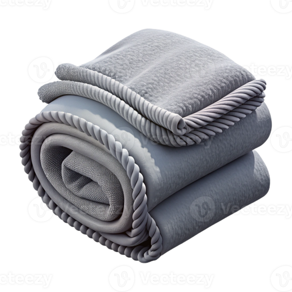 beautiful artistic Gray Throw Blanket Folded Neatly Isolated 4K png
