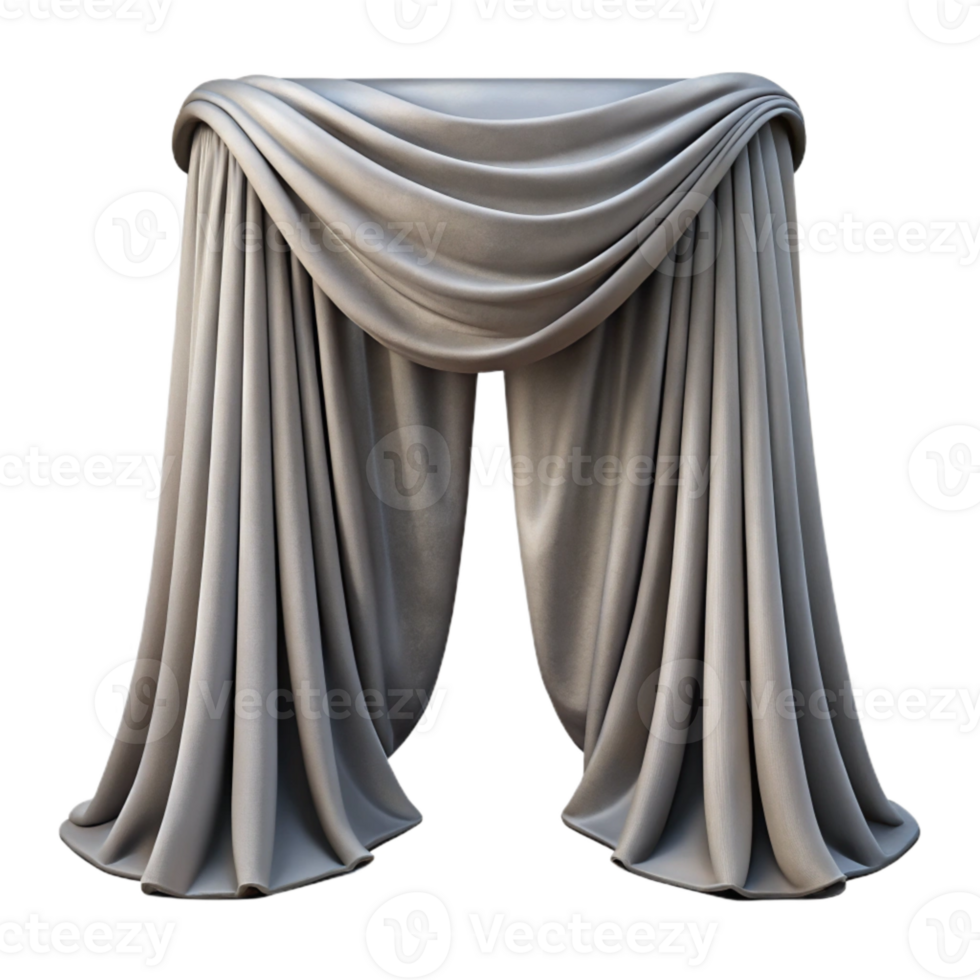 impressive contemporary Gray Velvet Curtain Draped Isolated Element authentic png