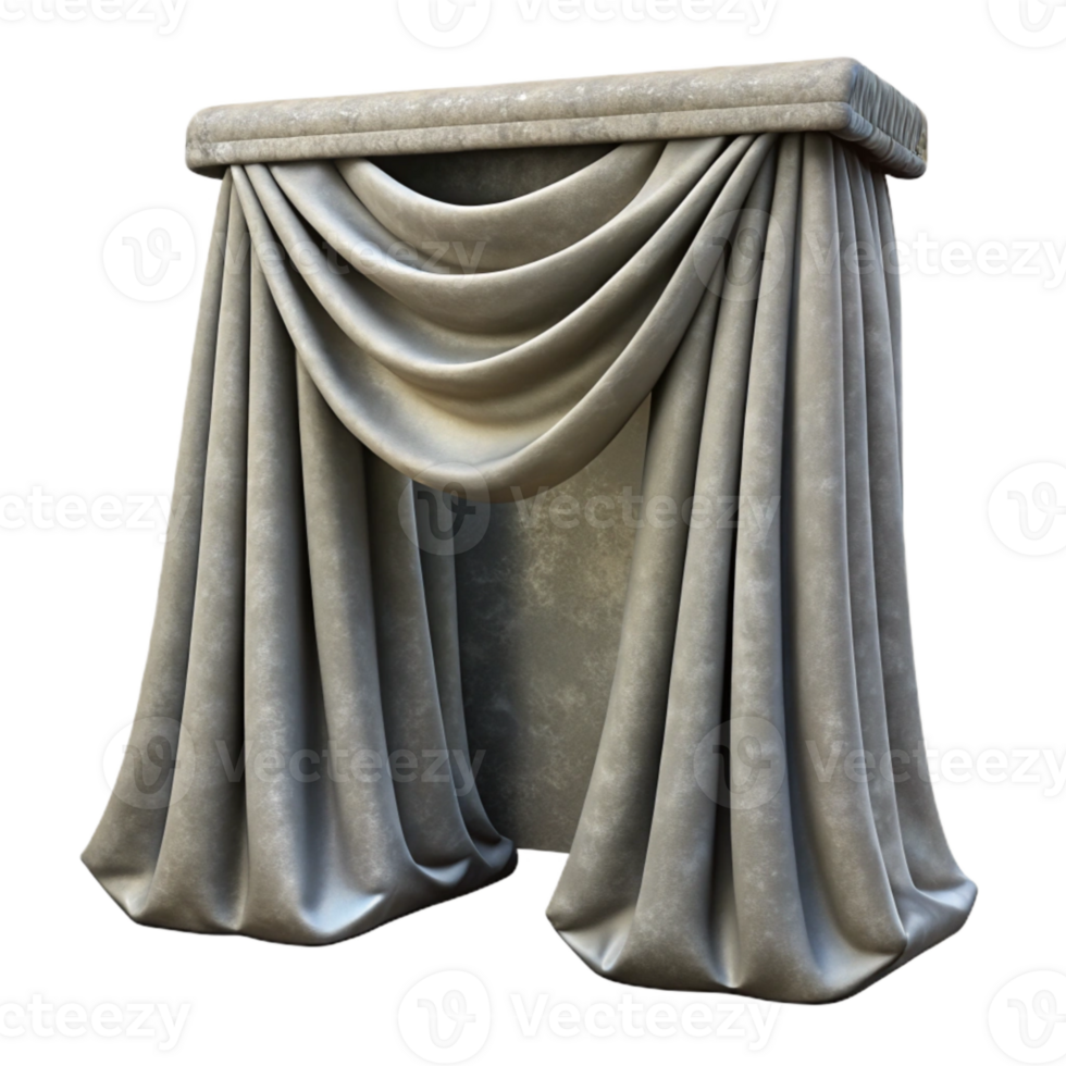 stunning modern Gray Velvet Curtain Draped Isolated Element 4K png