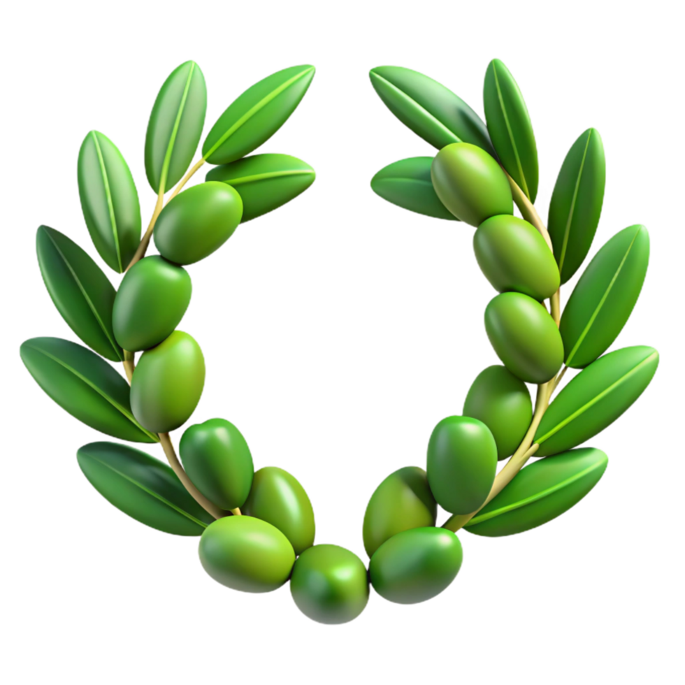 elegant contemporary Greek Olive Branch Wreath Green Leaves Isolated authentic png