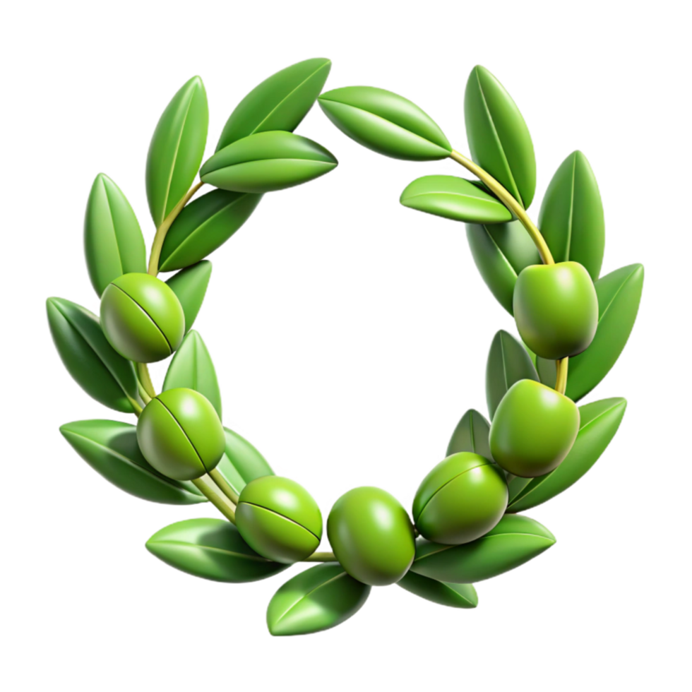 extraordinary modern Greek Olive Branch Wreath Green Leaves Isolated professional png
