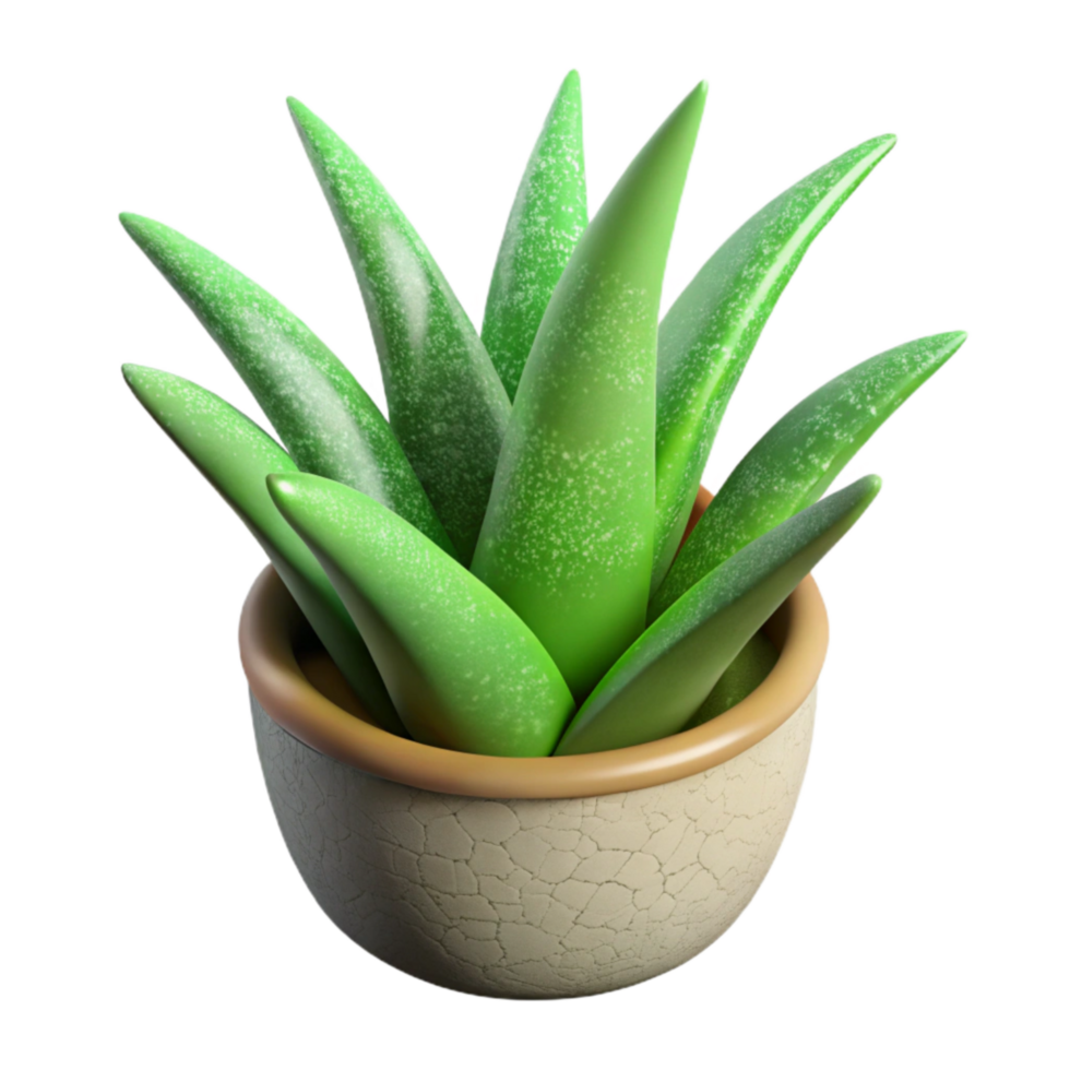 impressive contemporary Green Aloe Vera Plant Potted Isolated Cutout 4K png