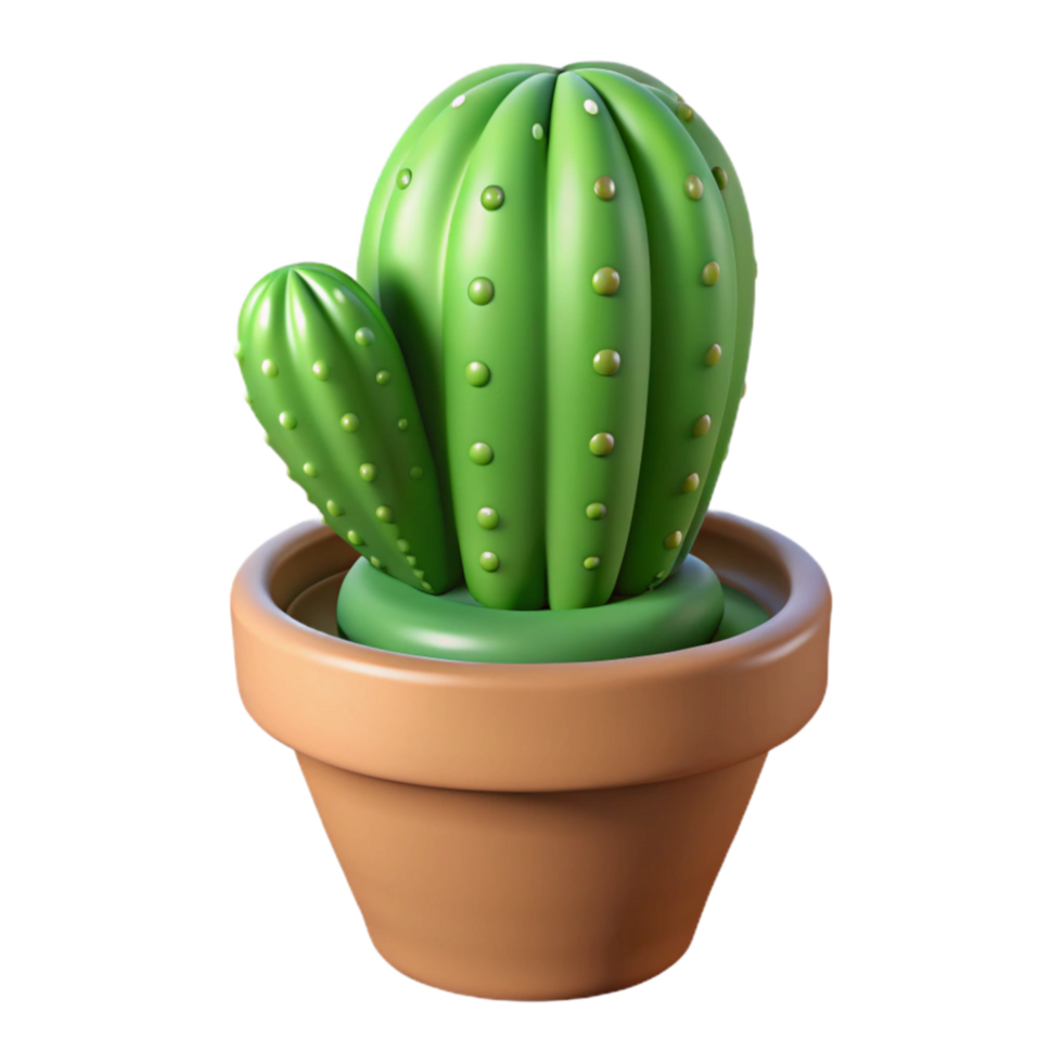 impressive traditional Green Cactus in a White Pot Isolated Background high quality png