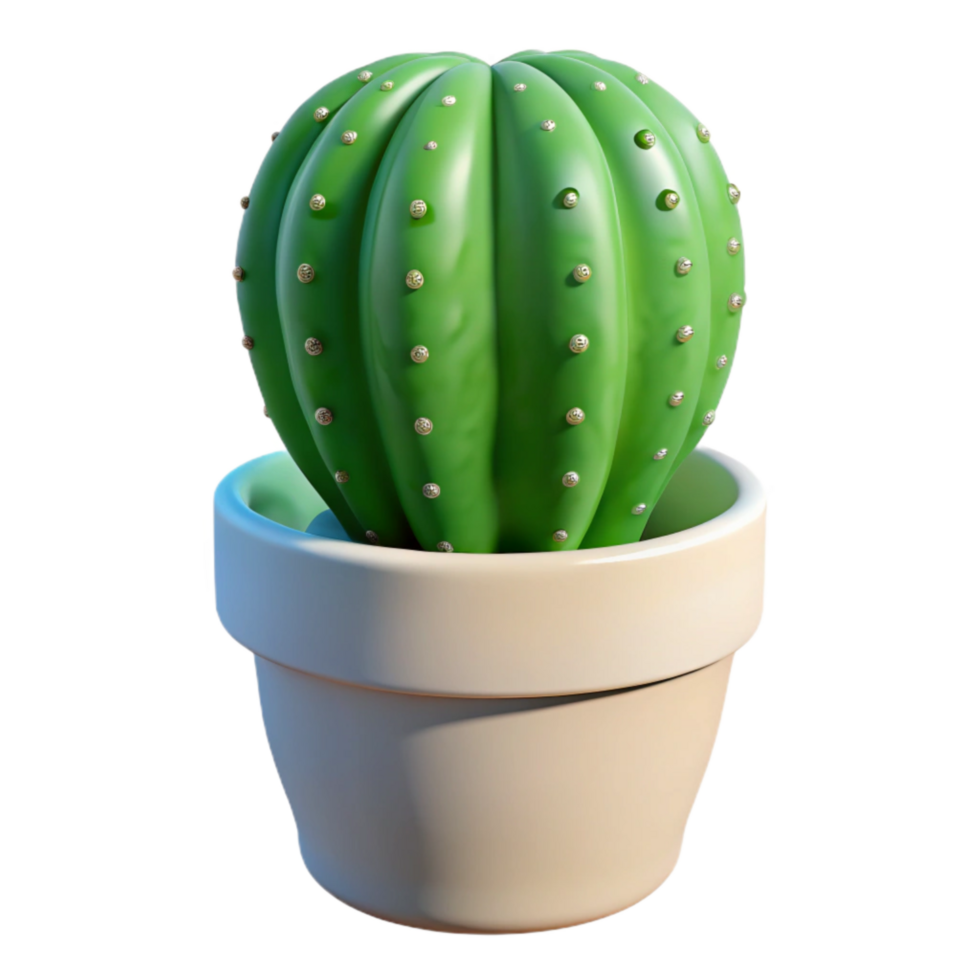 wonderful minimalist Green Cactus in a White Pot Isolated Background premium png