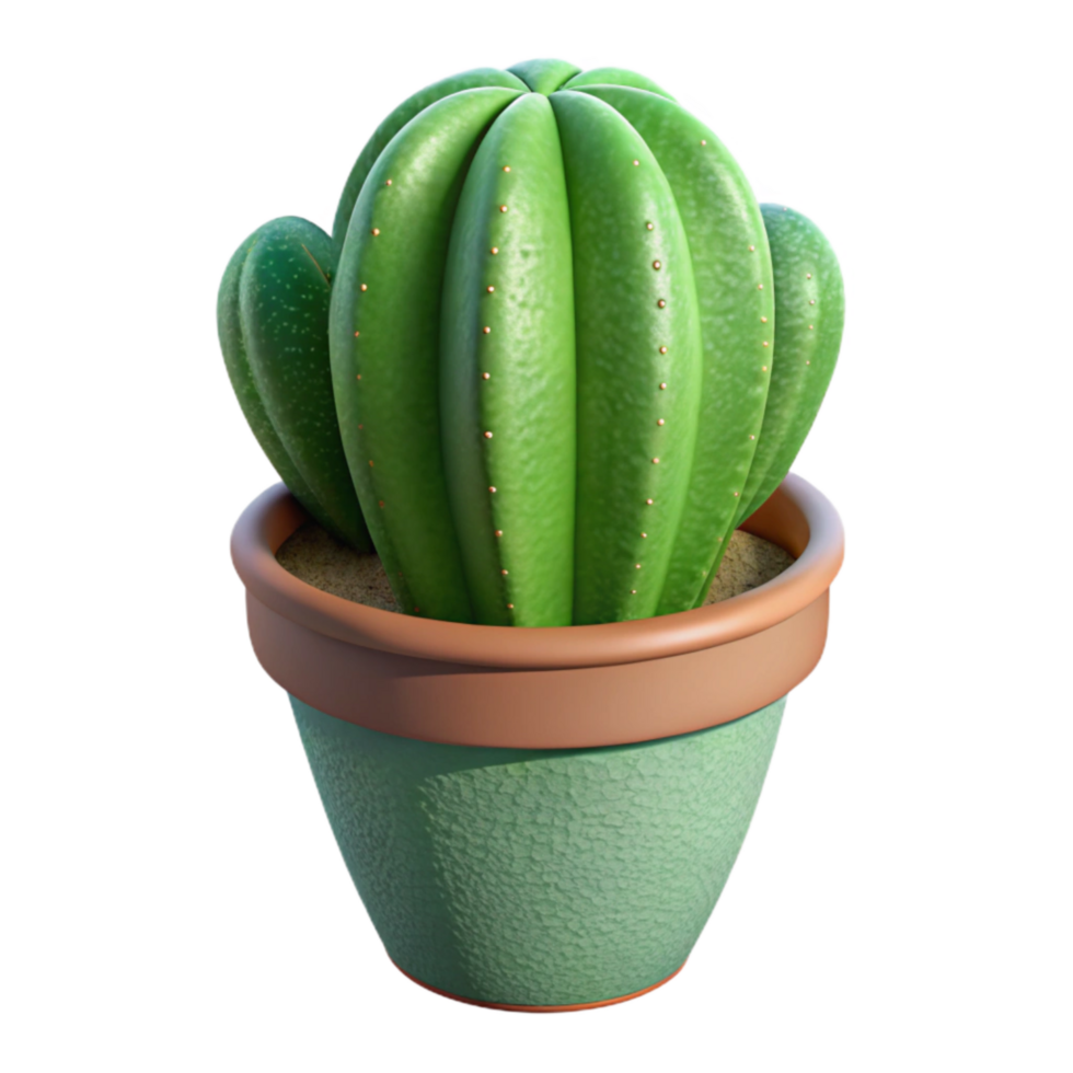 vibrant classic Green Cactus Plant in Pot Transparent Background original png