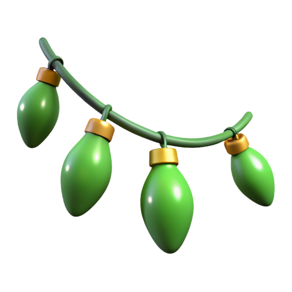 vibrant vintage Green Christmas Garland with Lights Cutout detailed png