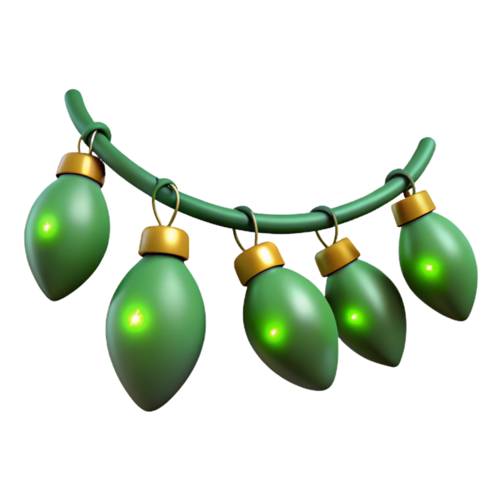 beautiful artistic Green Christmas Garland with Lights Cutout detailed png