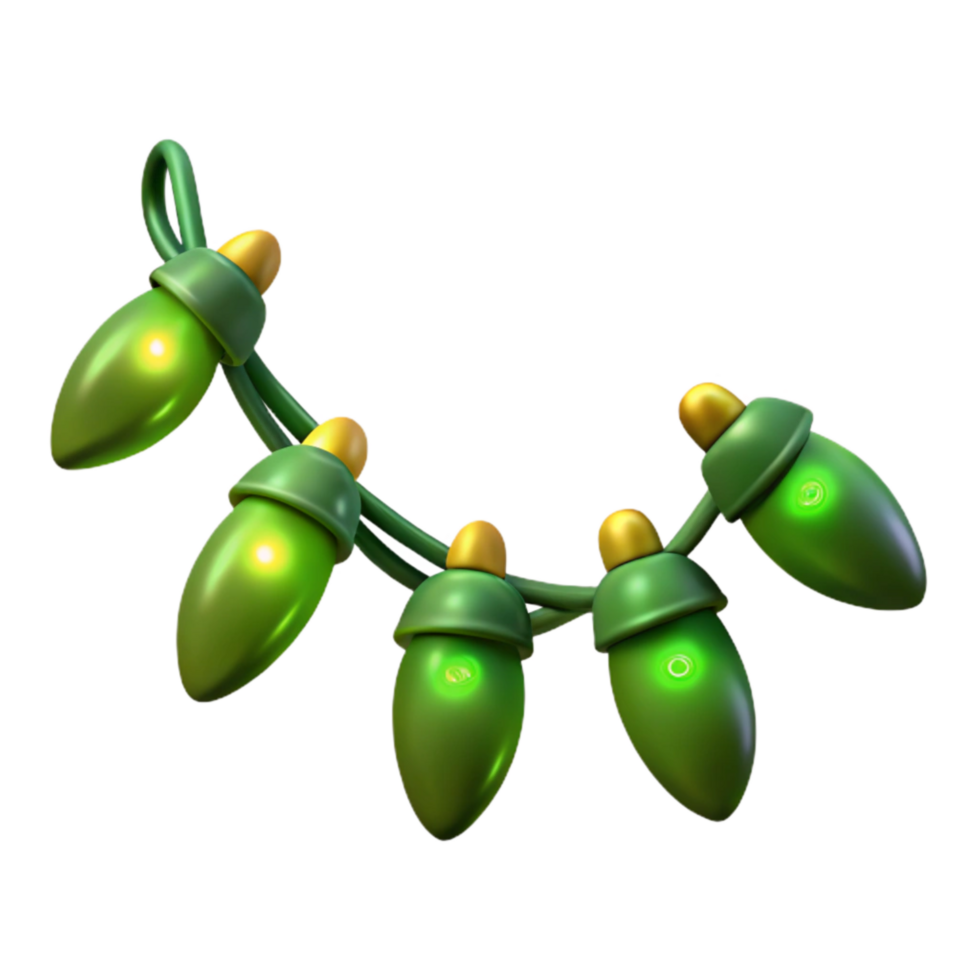 wonderful minimalist Green Christmas Garland with Lights Cutout 4K png